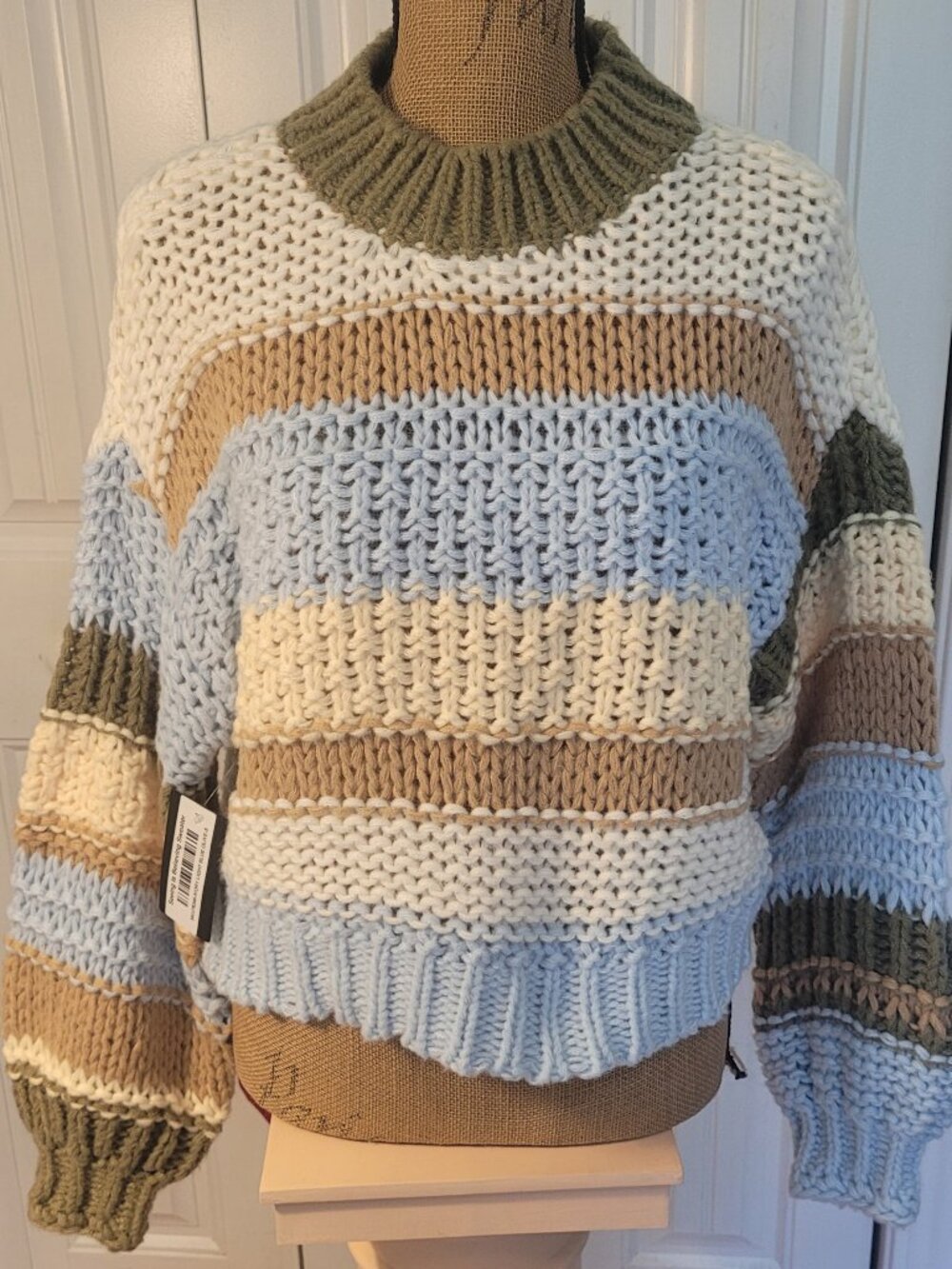 BiBi Chunky Pullover Mixed Stripes Sweater, NWT, S, Great Colors!!